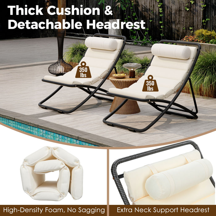 Outdoor Folding Chair With Adjustable Backrest (Set of 2)