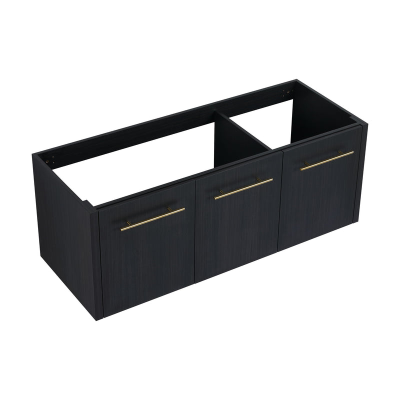 Contemporary 48" Wall Mounted Bathroom Vanity With Resin Sink And Soft Closing Doors And Line - Black Chestnut