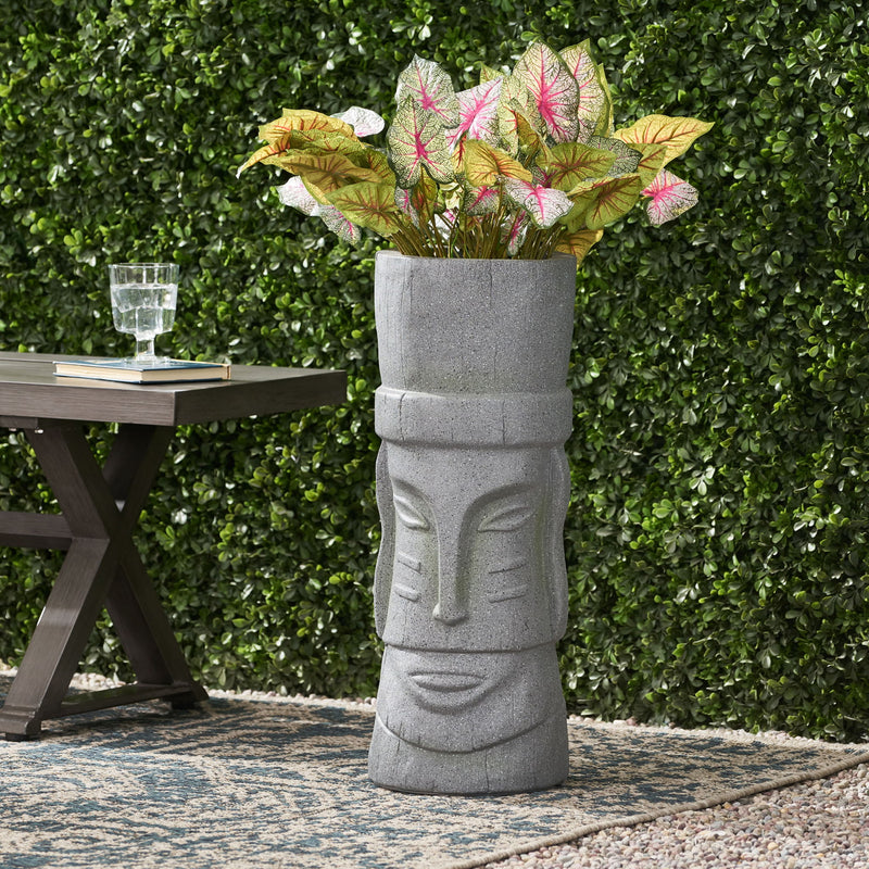 Classic Flower Planter With Magnesium Oxide Material - Stone Gray
