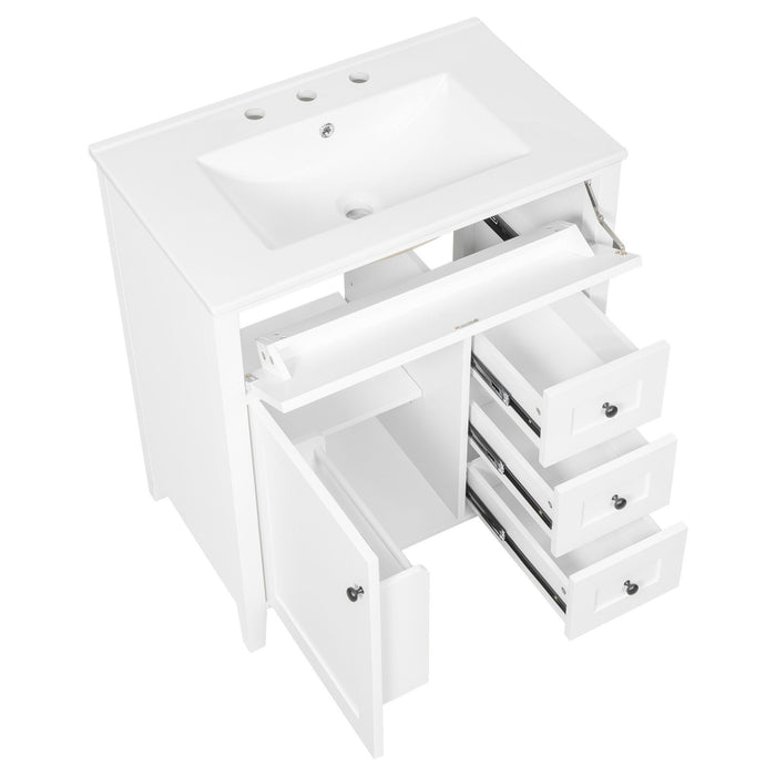 Bathroom Vanity With Sink, 3 Drawers And Adjustable Shelf