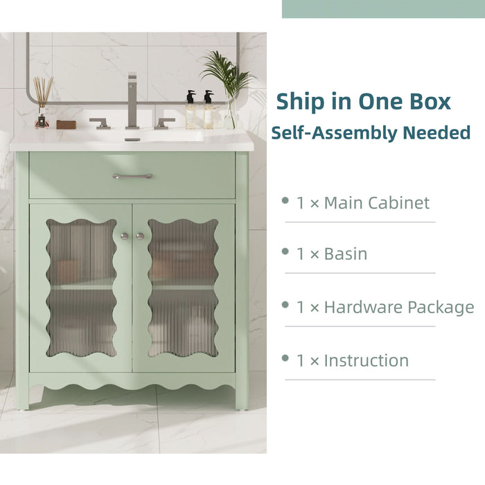 Modern Bathroom Vanity With Tempered Glass Doors