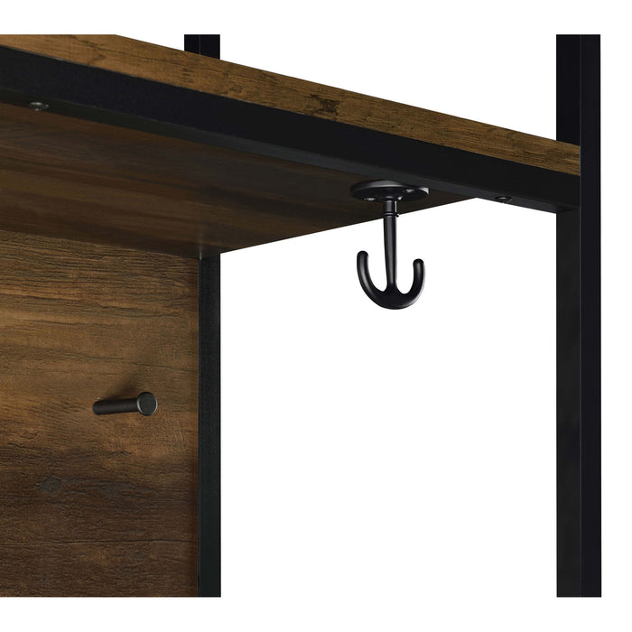 Flora - 2 Door Coat Rack Hall Tree Storage Bench And Multi Functional Storage - Natural