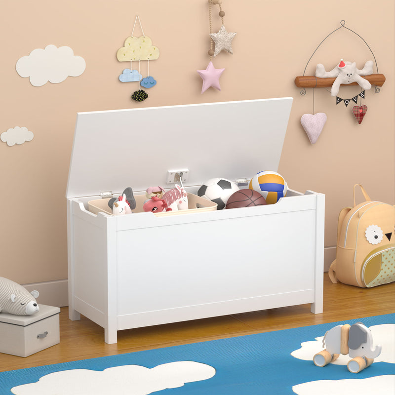 Toy Box Storage With Safety Hinged Lid