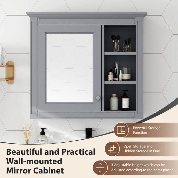 Wall Mounted Medicine Cabinet With Mirror And 3 Open Shelves