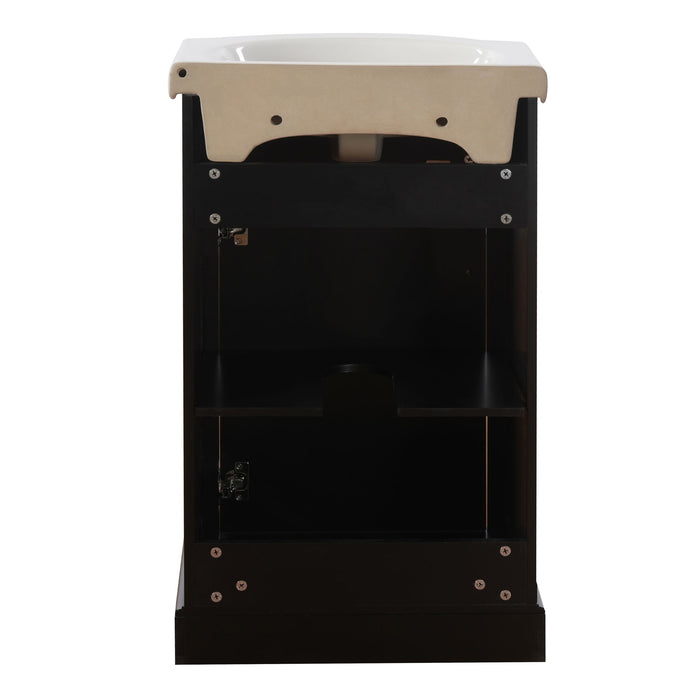20" Bathroom Vanity With Bulged Sink, Freestanding Single Vanity Set, Soft Close Door