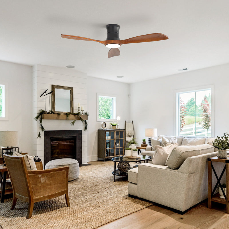 48" Ceiling Fan With Light, Dimmable LED With Memory, Quiet DC Motor - Matte Black