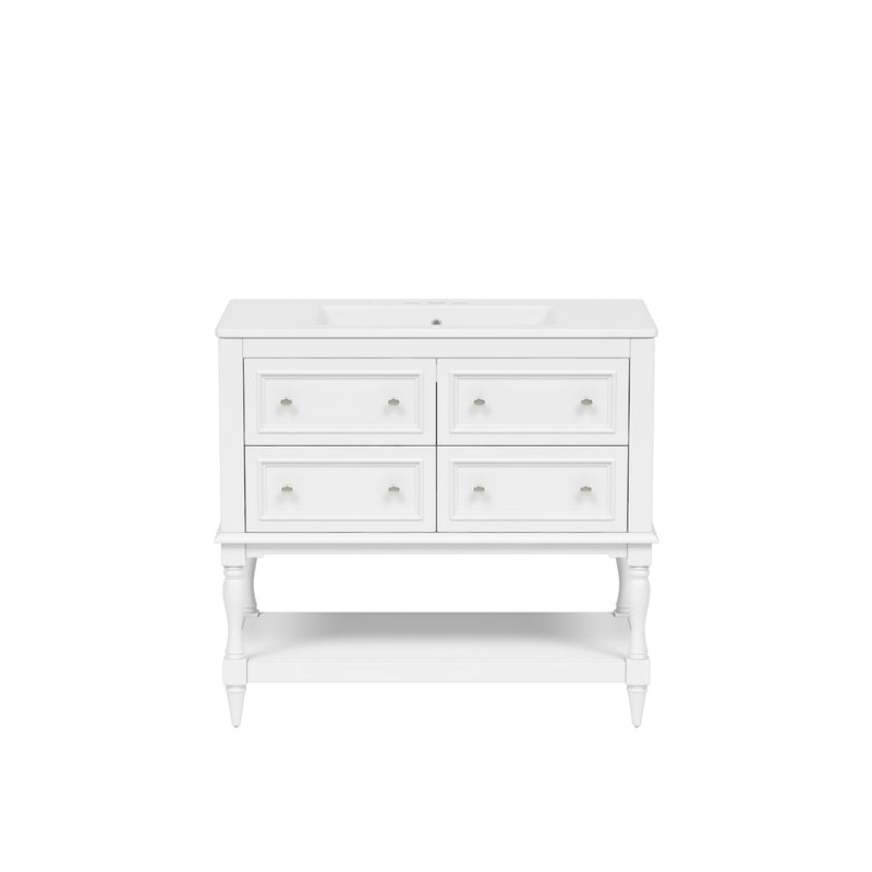 Bathroom Vanity With Medicine Cabinet, Storage Cabinet With 4 Drawers, Adjustable Shelf Mirror