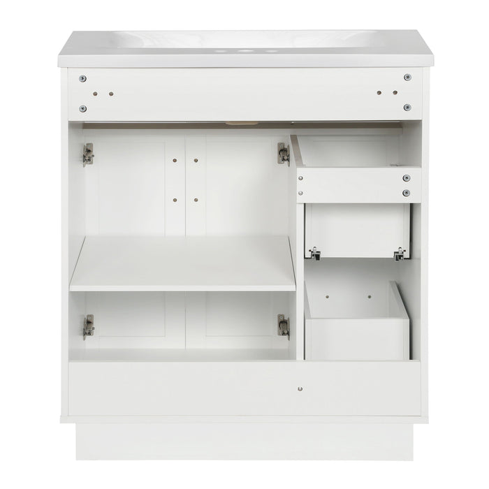 Bathroom Vanity With 2 Doors, 2 Drawers, Adjustable Shelf, Hidden Slides & Soft Close Hinges