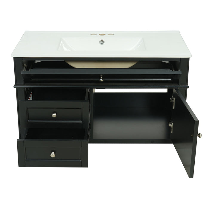Modern Wall Mounted Floating Cabinet With Double Drawer And Sink