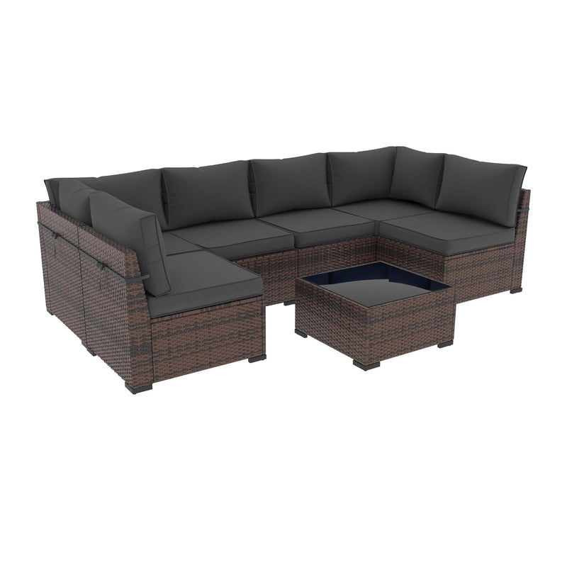 Cushion Covers For 7 Piece Wicker Sectional Sofa, 14 Pack Seat And Back Slipcovers With Zipper