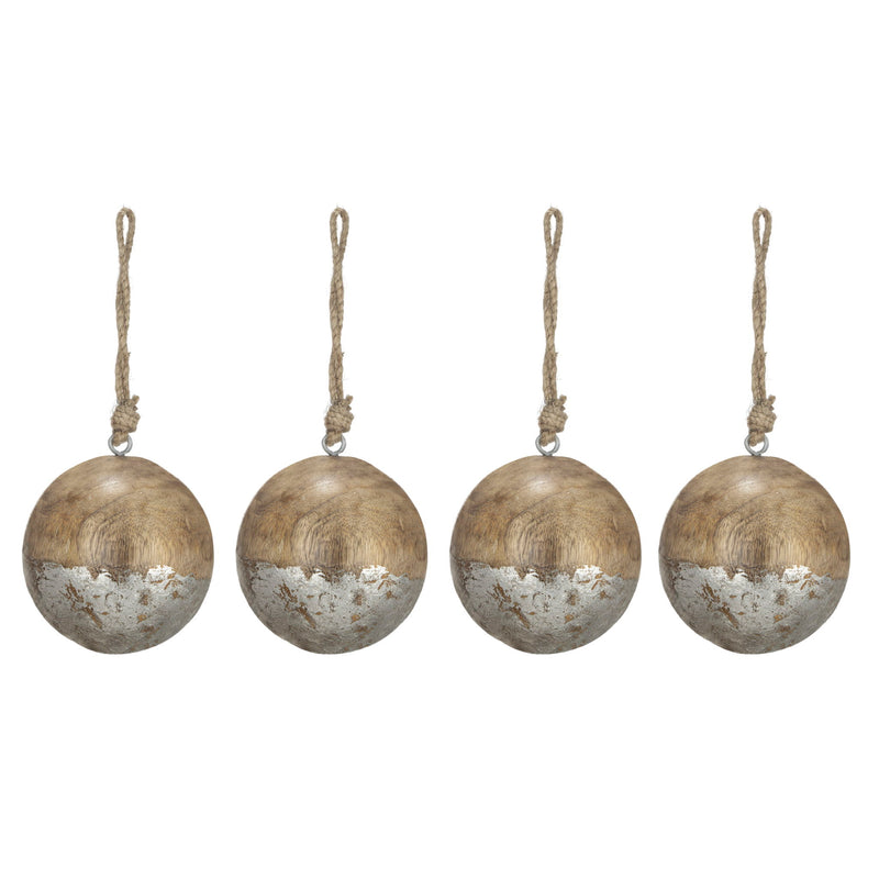 Christmas Ball Ornaments, Wood Decorative Hanging Ball Christmas Tree Ornaments For Holiday Party Decorations