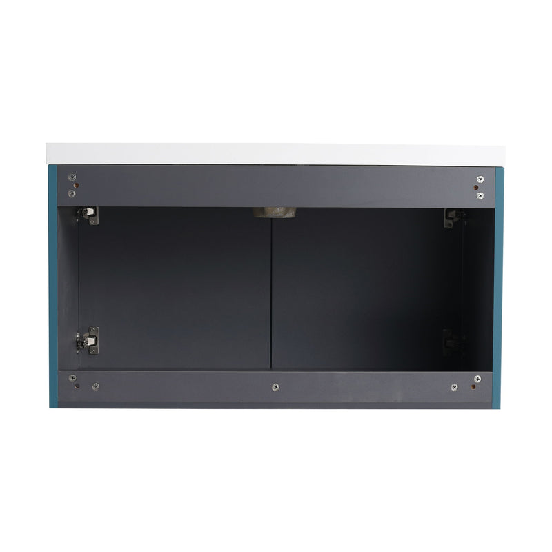 Contemporary Wall Mounted Bathroom Vanity With Resin Double Sink