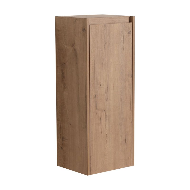 Contemporary Wall Mounted Bathroom Vanity With Resin Sink And 2 Side Cabinet - Imitative Oak