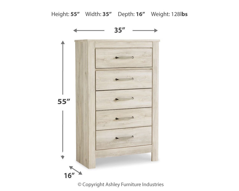 Bellaby - Five Drawer Chest - Whitewash