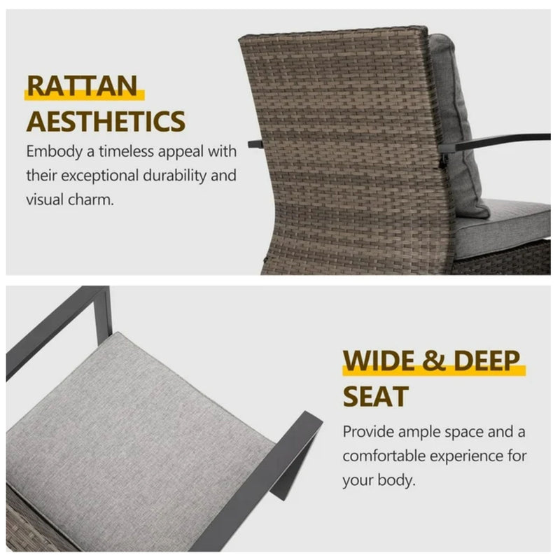 Swivel Rocker Patio Chairs With Cushions, All Weather (Set of 2) - Gray