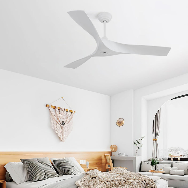 52" Ceiling Fan With Remote Control, Quiet Reversible DC Motor, For Indoor Outdoor Use - White