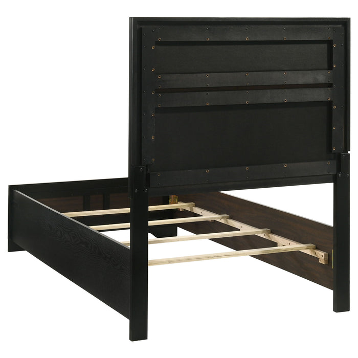 Modern Bedroom Set With Upholstered Headboard And Textured Storage