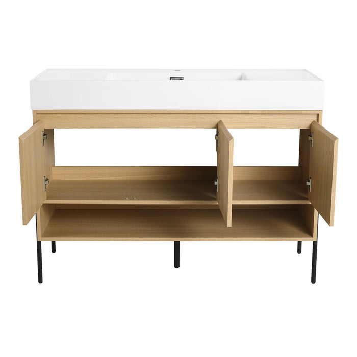 Modern Bathroom Vanity Combo With Single Resin Sink And Storage Cabinet