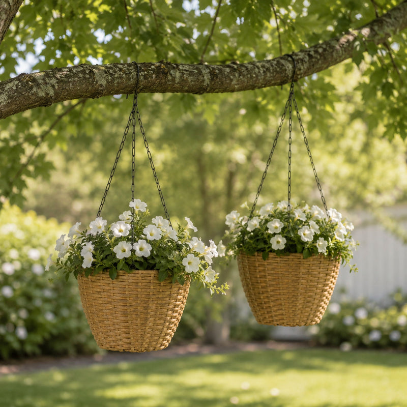Hanging Planters, Indoor Outdoor Plant Holders (Set of 2) - Brown