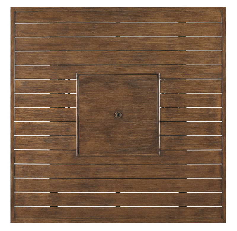 Paradise Trail - Square Bar Table w/Fire Pit - Medium Brown