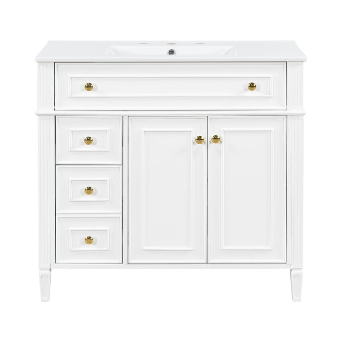 Bathroom Vanity With Sink, 3 Drawers & 2 Soft-Close Doors