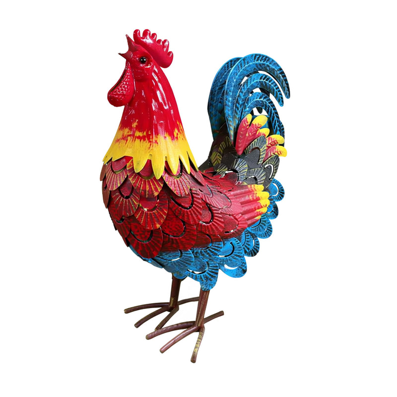 Wrought-Iron Rooster Garden Statue, Metal Rooster Sculpture, Ideal For Landscape Decoration And As A Focal Point For Outdoor Lawns, Farms, And Backyards.