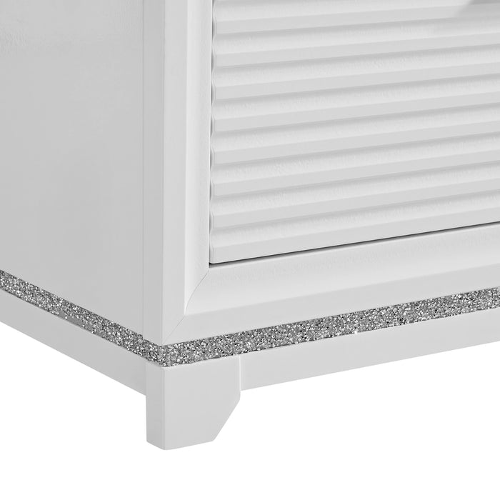Denmark 1-Drawer Nightstand with Speaker and USB in White