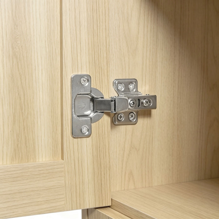 Tall Storage Cabinet With Tilt Out Compartment, Adjustable Shelves, Soft Close Hinges - Natural