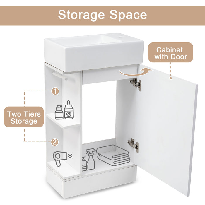 Modern Bathroom Vanity With Sink And 2 Tier Shelf
