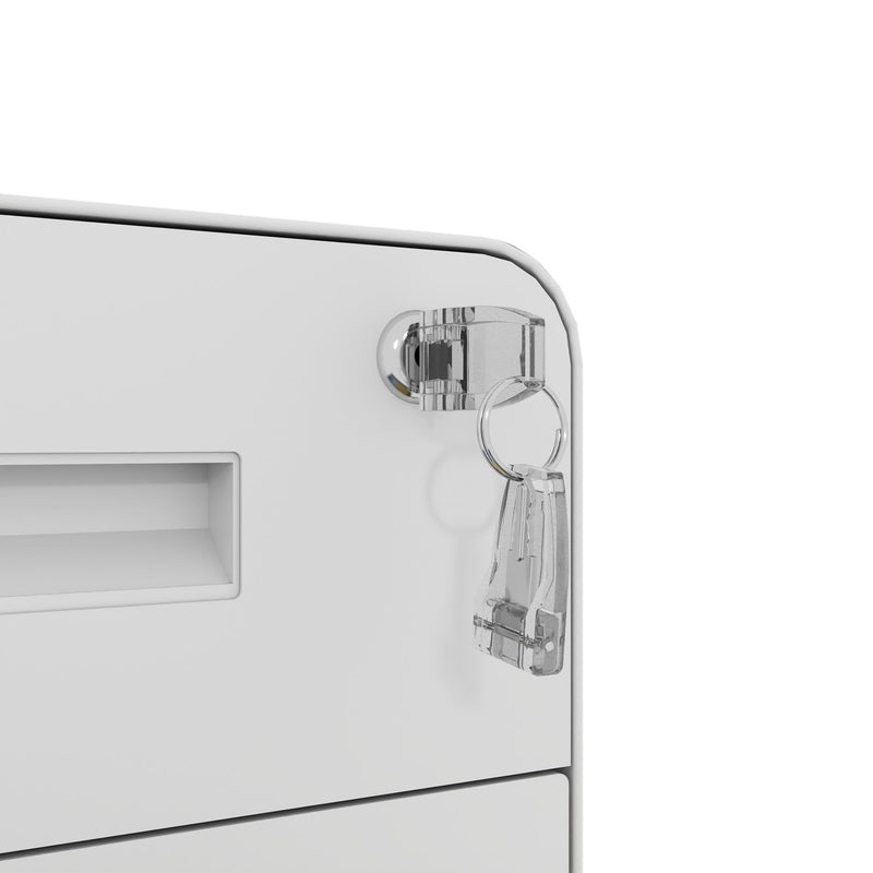 3-Drawer Mobile File Cabinet With Lock, On Casters, Holds A4/Letter Files