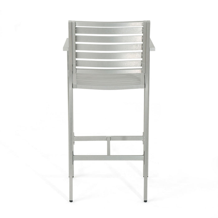 Outdoor Aluminum Rust Proof Barstools (Set of 2) - Silver