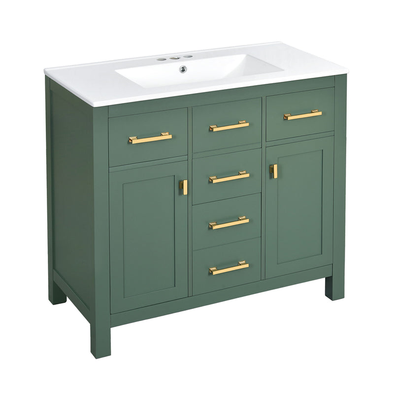 Bathroom Vanity With Sink, Cabinet With 4 Drawers & 2 Soft Close Doors, Rectangular Storage Unit For Bathroom