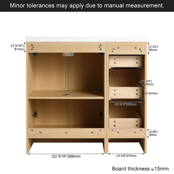 Freestanding Bathroom Vanity Set With Tall Linen Cabinet, 3 Drawers And Large Storage, Single Sink