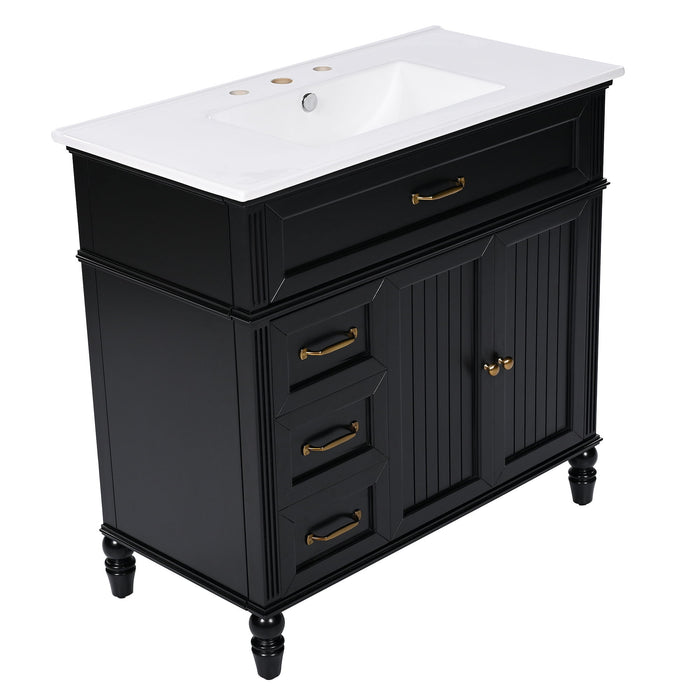 Bathroom Vanity With Sink, 2 Doors 2 Drawers, Freestanding Design