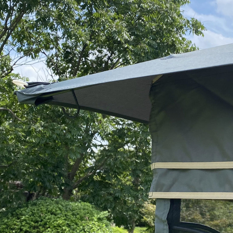 Patio Gazebo Tent With Ventilated Double Roof And Mosquito Net For Backyard Or Garden