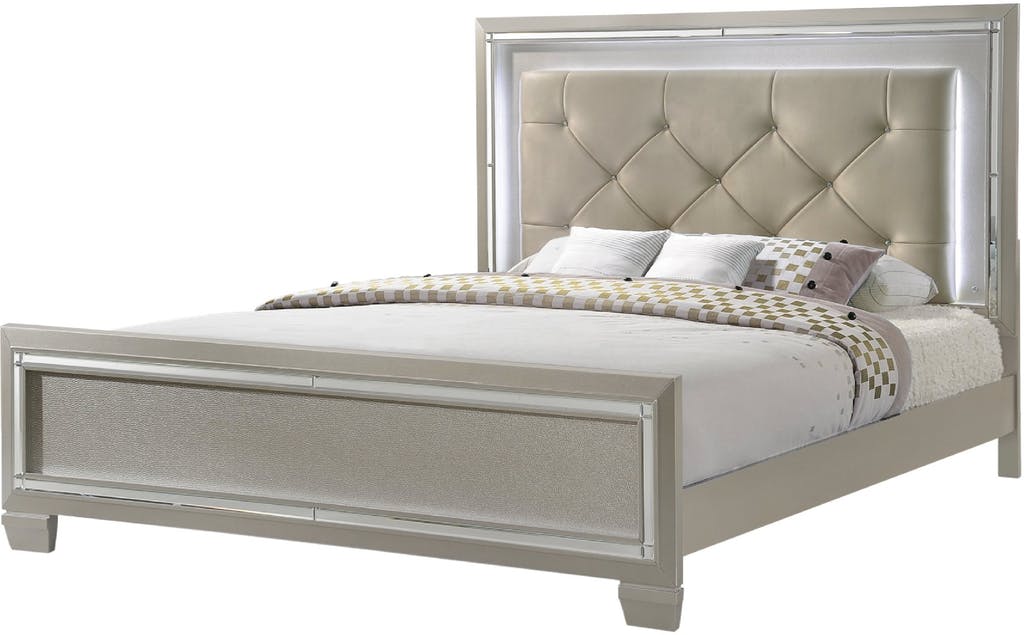 Elements International Platinum Queen Platform Bed in Golden Champagne image
