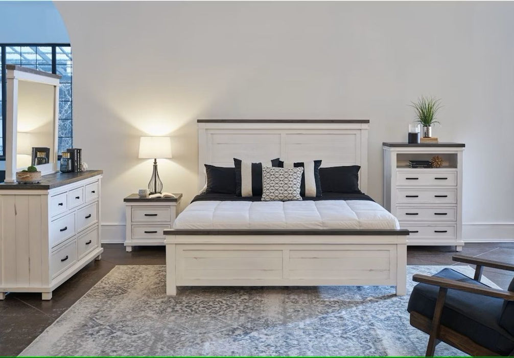 Elements International Madison King Panel Bed in White