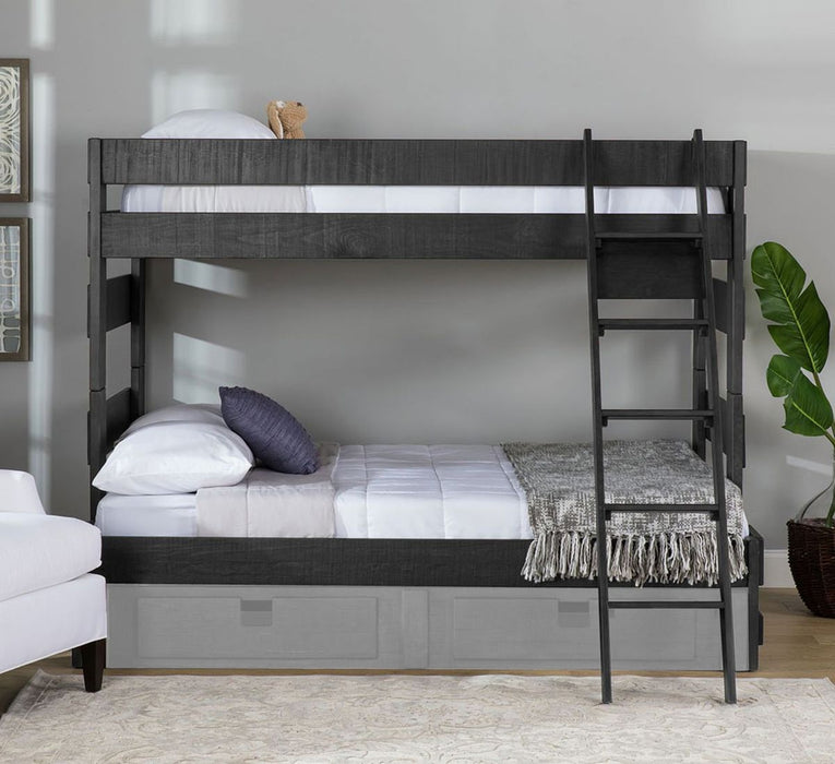 Elements International Vista Twin over Twin Bunk Bed with Ladder in Grey