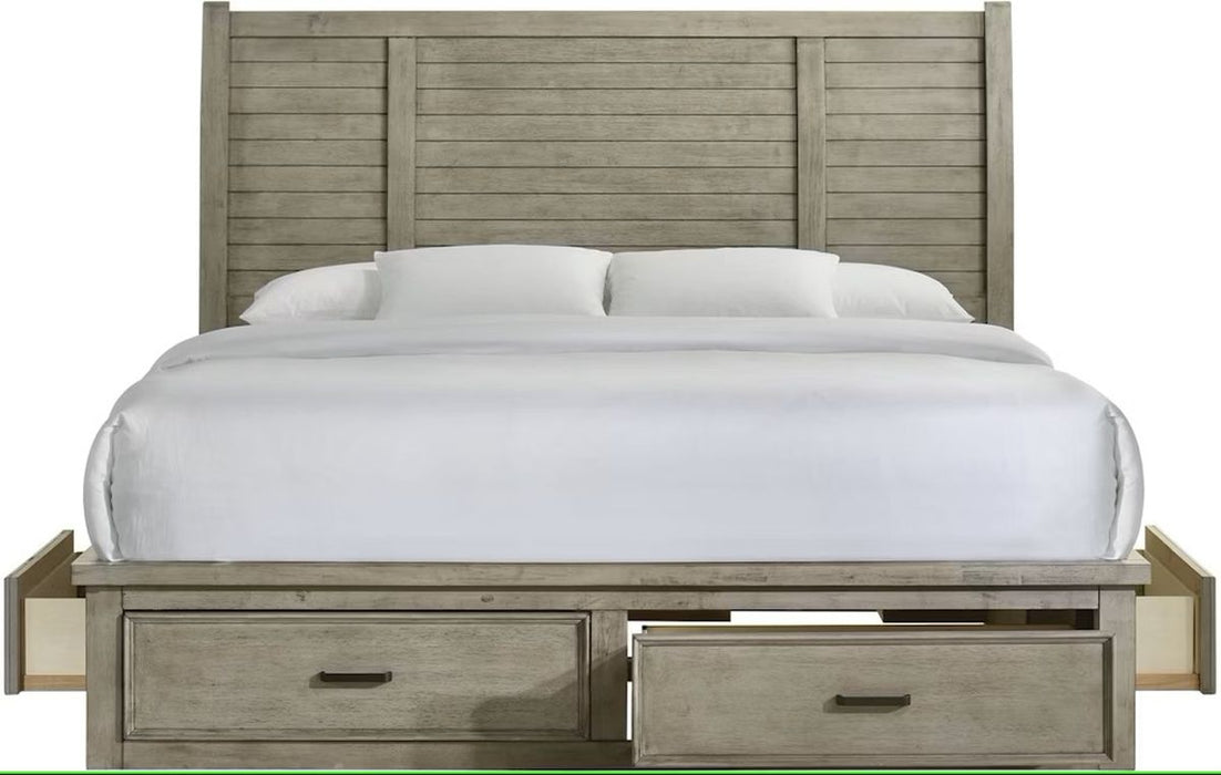 Elements International Sullivan Queen Storage Bed in Drift Grey